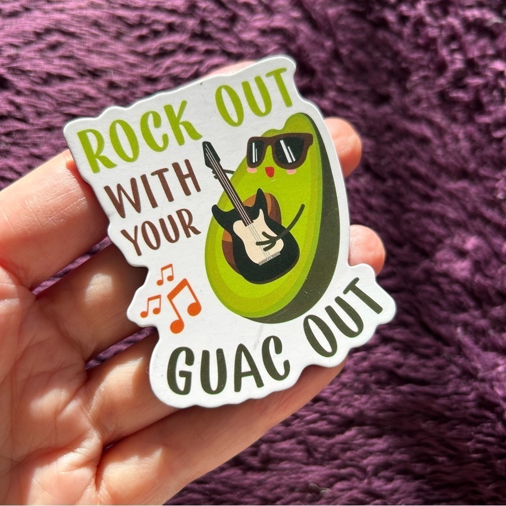 Avocado Rock Out With Your Guac Out Magnet White Green Brown